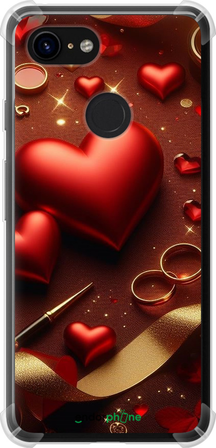 Силикон с усиленными углами чехол Сердечки v3 для Google Pixel 3 - 5833sp-1528 изображение 