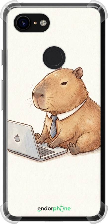 Силикон с усиленными углами чехол Funny Capybara CEO Working для Google Pixel 3 - 6777sp-1528 изображение 