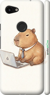 3D пластиковый матовый чехол Funny Capybara CEO Working для Google Pixel 3a XL - 6777m-1713 изображение 
