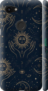 3D пластиковий матовий чехол Celestial Harmony: Sun & Moon Gold Mystic Pattern для Google Pixel 3a XL - 6778m-1713 изображение 