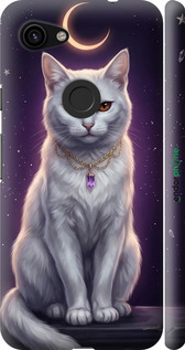 3D пластиковый матовый чехол Mystic White Cat Gothic Dark Purple Gold для Google Pixel 3a XL - 6805m-1713 изображение 