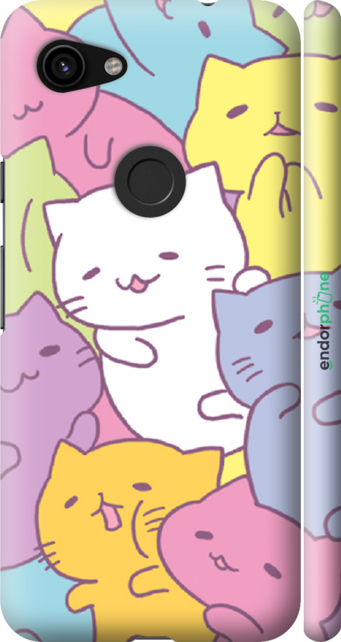 

3D пластиковий матовий чохол "Кошенята " для Google Pixel 3a XL, Білий