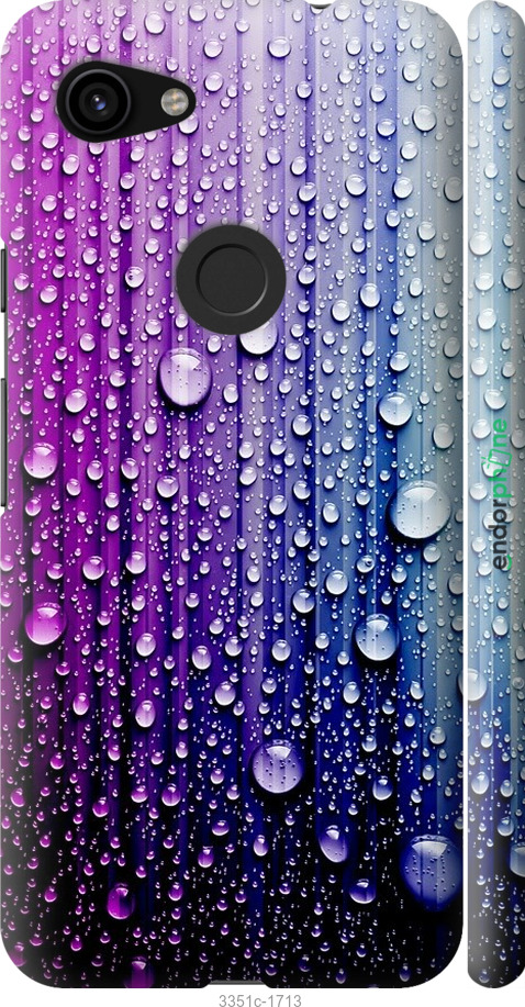 

3D пластиковий матовий чохол "Краплини води" для Google Pixel 3a XL, Синій