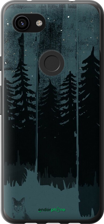 2D пластиковый чехол Лиса и ночной лес для Google Pixel 3a XL - 6481t-1713 изображение 