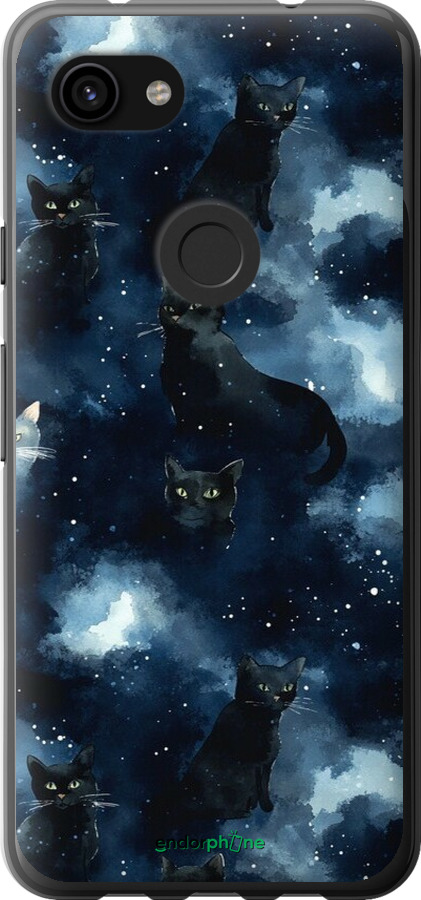 Силиконовый чехол Изображение Кошек с тёмной акварелью для Google Pixel 3a XL - 6521u-1713 изображение 