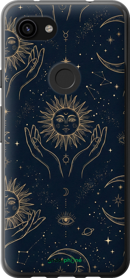 2D пластиковый чехол Celestial Harmony: Sun & Moon Gold Mystic Pattern для Google Pixel 3a XL - 6778t-1713 изображение 