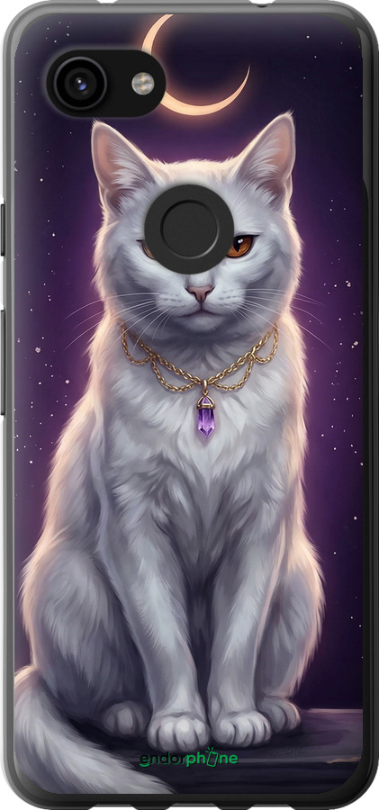 2D пластиковый чехол Mystic White Cat Gothic Dark Purple Gold для Google Pixel 3a XL - 6805t-1713 изображение 