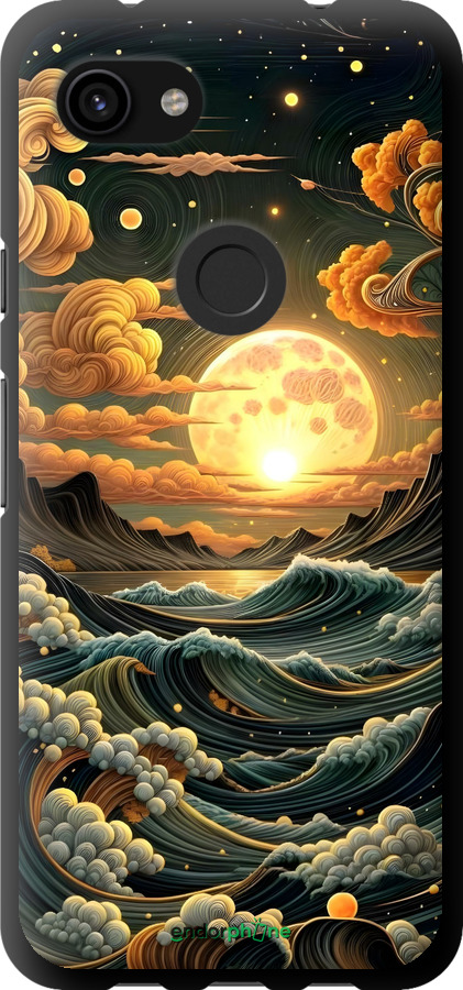 TPU чехол Арт волны для Google Pixel 3a - 6332b-1700 изображение 