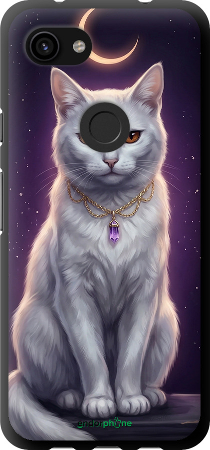 TPU чехол Mystic White Cat Gothic Dark Purple Gold для Google Pixel 3a - 6805b-1700 изображение 