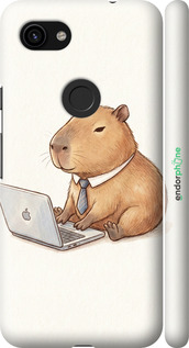 3D пластиковый матовый чехол Funny Capybara CEO Working для Google Pixel 3a - 6777m-1700 изображение 