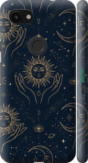 3D пластиковый матовый чехол Celestial Harmony: Sun & Moon Gold Mystic Pattern для Google Pixel 3a - 6778m-1700 изображение 