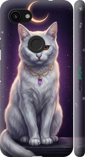 3D пластиковий матовий чехол Mystic White Cat Gothic Dark Purple Gold для Google Pixel 3a - 6805m-1700 изображение 