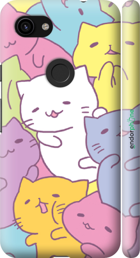 

3D пластиковий матовий чохол "Кошенята " для Google Pixel 3a, Білий