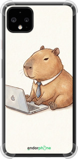 Силикон с усиленными углами чехол Funny Capybara CEO Working для Google Pixel 4 XL - 6777sp-1754 изображение 
