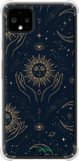 Силикон с усиленными углами чехол Celestial Harmony: Sun & Moon Gold Mystic Pattern для Google Pixel 4 XL - 6778sp-1754 изображение 