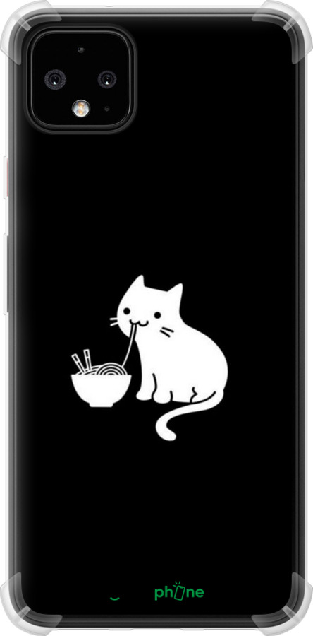 Силикон с усиленными углами чехол С милым котом на черном фоне для Google Pixel 4 XL - 6528sp-1754 изображение 