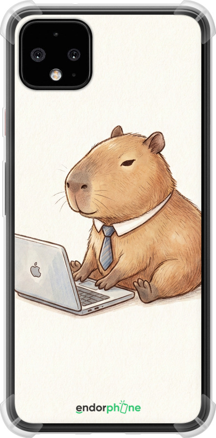 Силикон с усиленными углами чехол Funny Capybara CEO Working для Google Pixel 4 XL - 6777sp-1754 изображение 