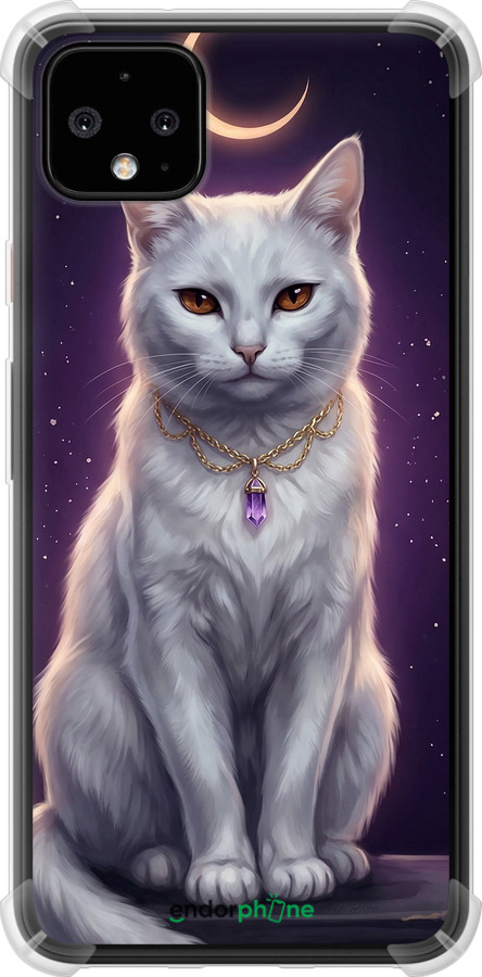 Силикон с усиленными углами чехол Mystic White Cat Gothic Dark Purple Gold для Google Pixel 4 XL - 6805sp-1754 изображение 