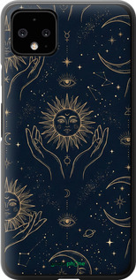 Силиконовый чехол Celestial Harmony: Sun & Moon Gold Mystic Pattern для Google Pixel 4 XL - 6778u-1754 изображение 