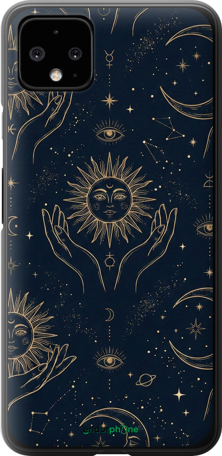 Силиконовый чехол Celestial Harmony: Sun & Moon Gold Mystic Pattern для Google Pixel 4 XL - 6778u-1754 изображение 
