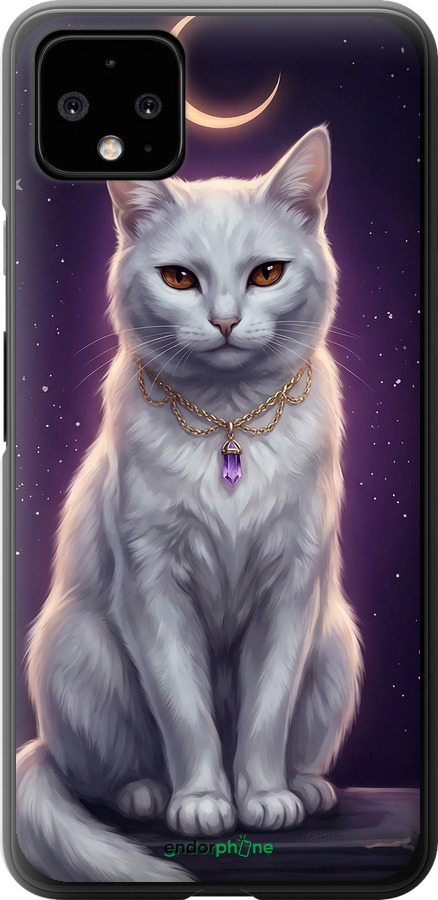 Силиконовый чехол Mystic White Cat Gothic Dark Purple Gold для Google Pixel 4 XL - 6805u-1754 изображение 