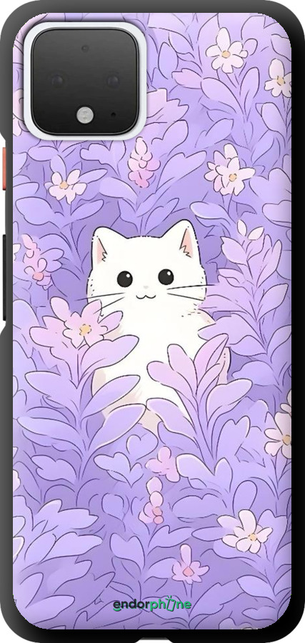TPU чехол Котик в цветах для Google Pixel 4 - 6390b-1755 изображение 