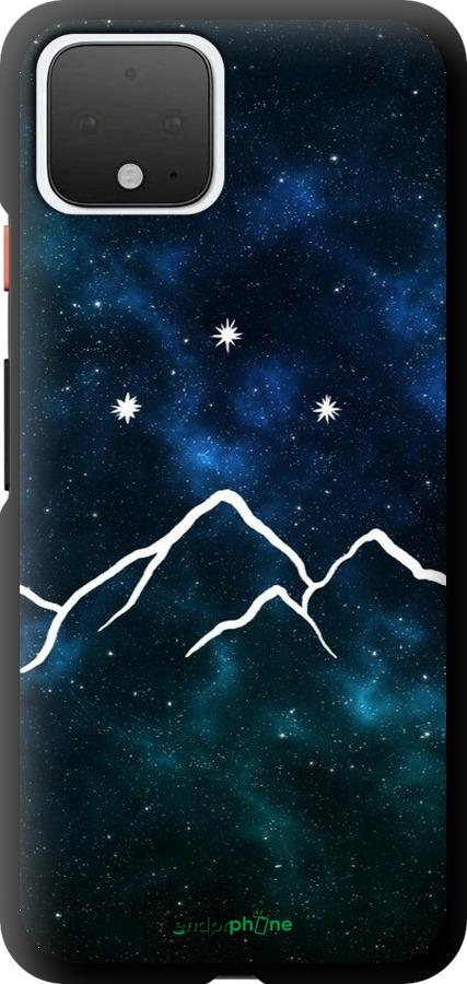 TPU чехол Горы и звезды нарисованы на фоне галактики для Google Pixel 4 - 6490b-1755 изображение 