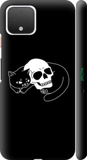 3D пластиковий матовий чехол Із зображенням кота та черепа для Google Pixel 4 - 6491m-1755 изображение 