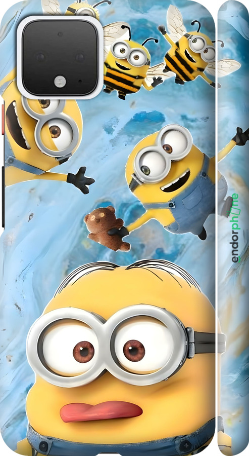 3D пластиковый матовый чехол Миньоны для Google Pixel 4 - 6386m-1755 изображение 