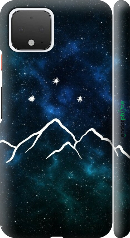 3D пластиковий матовий чехол Гори та зірки намальовані на тлі галактики для Google Pixel 4 - 6490m-1755 изображение 