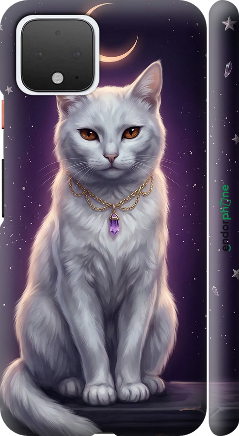 3D пластиковий матовий чехол Mystic White Cat Gothic Dark Purple Gold для Google Pixel 4 - 6805m-1755 изображение 