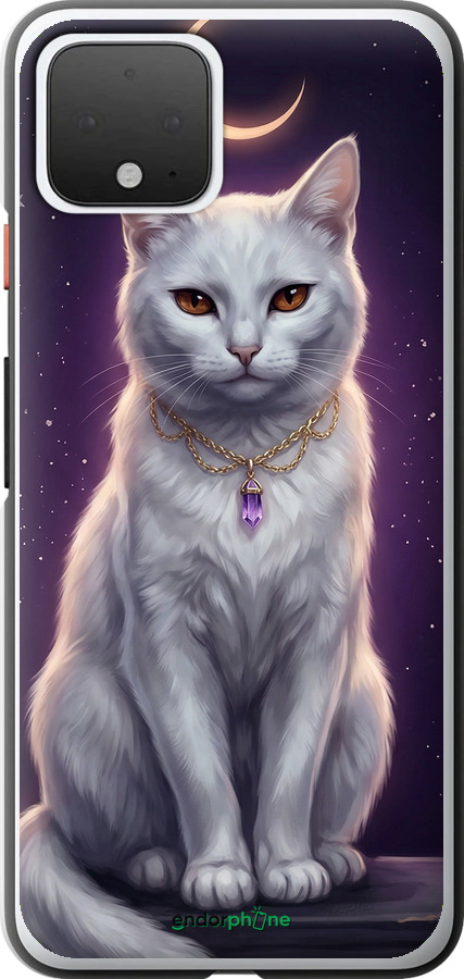 2D пластиковый чехол Mystic White Cat Gothic Dark Purple Gold для Google Pixel 4 - 6805t-1755 изображение 