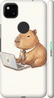3D пластиковый матовый чехол Funny Capybara CEO Working для Google Pixel 4A - 6777m-1935 изображение 