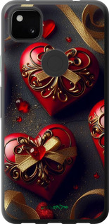 Силиконовый чехол Сердечки v4 для Google Pixel 4A - 5834u-1935 изображение 