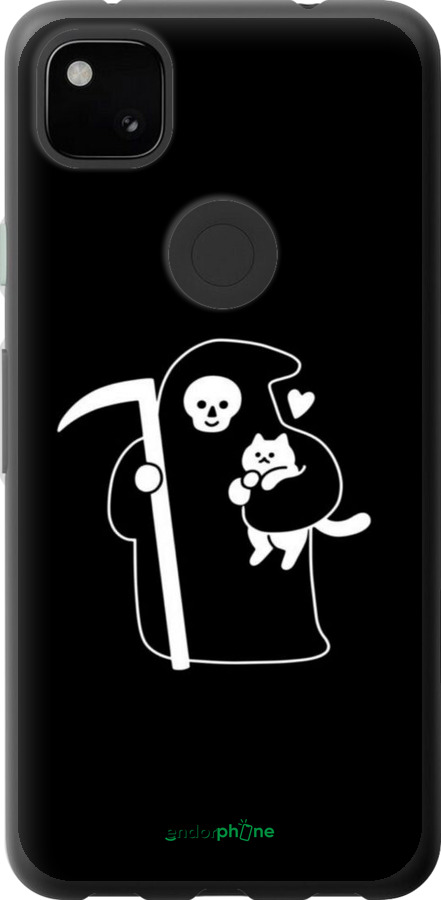 Силиконовый чехол Минималистичный арт: смерть и кошка для Google Pixel 4A - 6529u-1935 изображение 