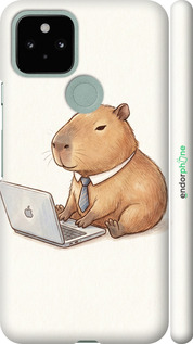 3D пластиковий матовий чехол Funny Capybara CEO Working для Google Pixel 5 - 6777m-2044 изображение 