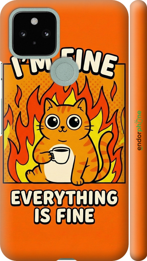 3D пластиковий матовий чехол Funny Cat для Google Pixel 5 - 6786m-2044 изображение 