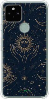 Силикон с усиленными углами чехол 'Celestial Harmony: Sun & Moon Gold Mystic Pattern' для Google Pixel 5 изображение 6
