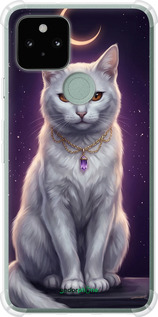 Силикон с усиленными углами чехол Mystic White Cat Gothic Dark Purple Gold для Google Pixel 5 - 6805sp-2044 изображение 
