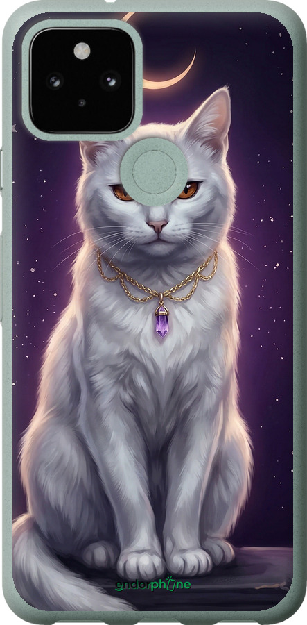 Силіконовий чехол Mystic White Cat Gothic Dark Purple Gold для Google Pixel 5 - 6805u-2044 изображение 