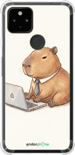 Силикон с усиленными углами чехол Funny Capybara CEO Working для Google Pixel 5A - 6777sp-2286 изображение 