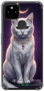 Силикон с усиленными углами чехол Mystic White Cat Gothic Dark Purple Gold для Google Pixel 5A - 6805sp-2286 изображение 
