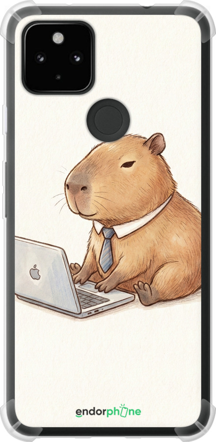 Силикон с усиленными углами чехол Funny Capybara CEO Working для Google Pixel 5A - 6777sp-2286 изображение 