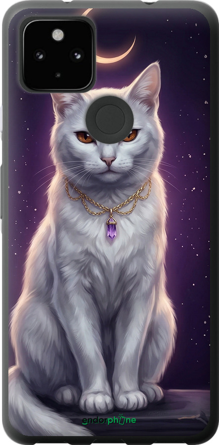 Силіконовий чехол Mystic White Cat Gothic Dark Purple Gold для Google Pixel 5A - 6805u-2286 изображение 