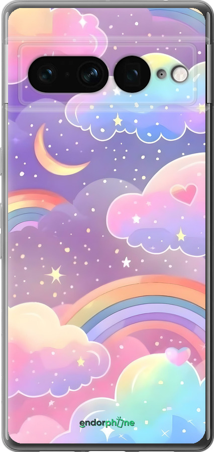 Силиконовый чехол Облака и радуга для Google Pixel 7 Pro - 6312u-3031 изображение 