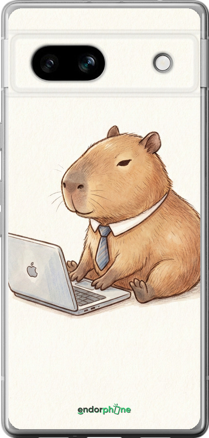 Силиконовый чехол Funny Capybara CEO Working для Google Pixel 7a - 6777u-3048 изображение 