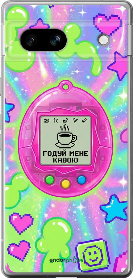 Силиконовый чехол Y2K Aesthetic Retro Pet: Годуй мене кавою для Google Pixel 7a - 6784u-3048 изображение 