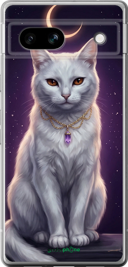 Силіконовий чехол Mystic White Cat Gothic Dark Purple Gold для Google Pixel 7a - 6805u-3048 изображение 