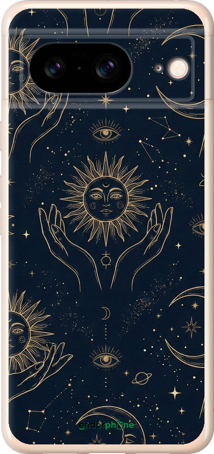 Силиконовый чехол Celestial Harmony: Sun & Moon Gold Mystic Pattern для Google Pixel 8 - 6778u-3060 изображение 