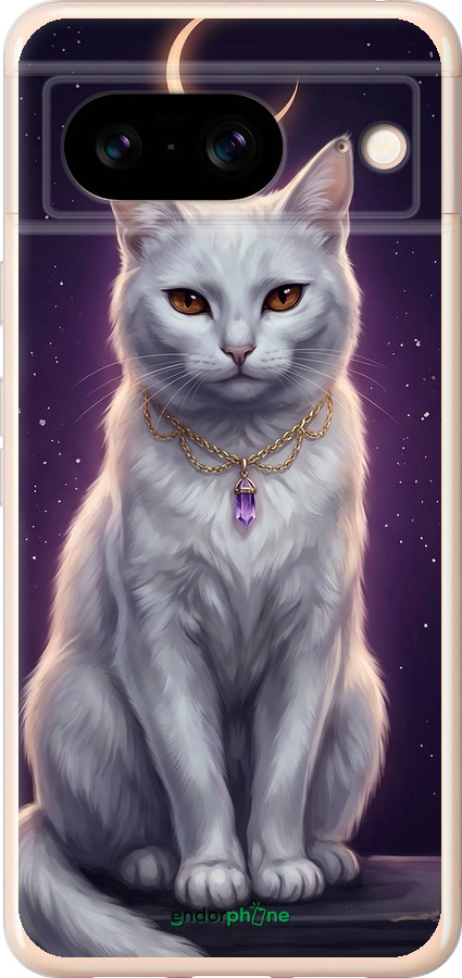 Силиконовый чехол Mystic White Cat Gothic Dark Purple Gold для Google Pixel 8 - 6805u-3060 изображение 